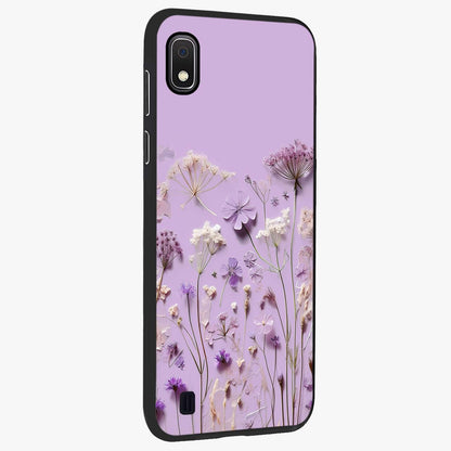 Lavender Blossom Dream Glass Case upright view showcasing delicate lavender blossom artwork with peaceful floral theme.