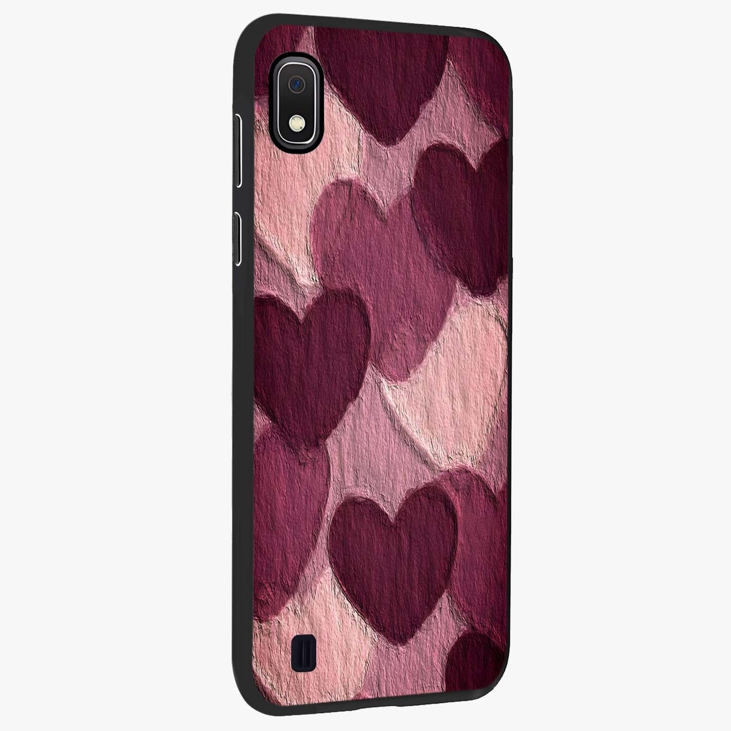 Layered Paper Hearts Glass Case upright view showcasing decorative layered heart artwork with sweet love theme.
