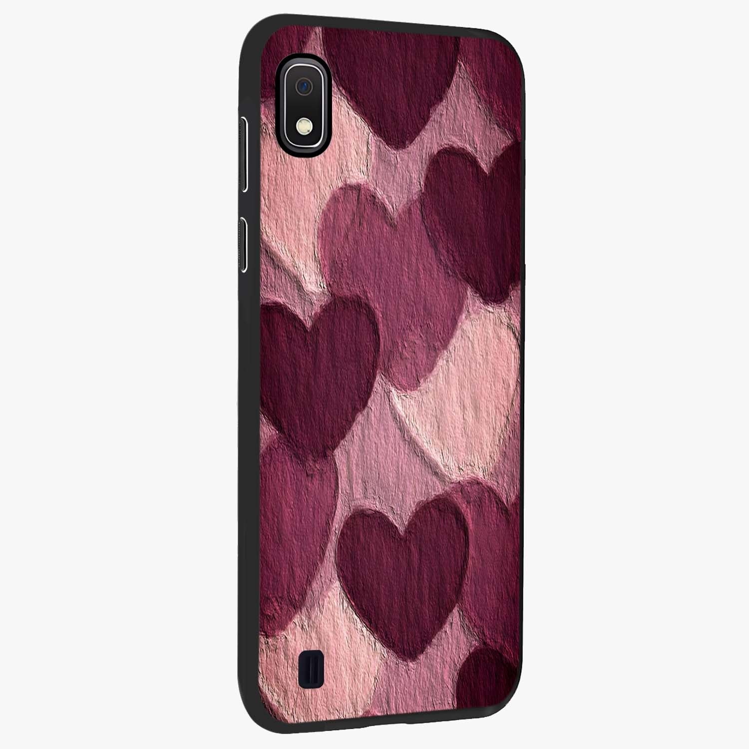 Layered Paper Hearts Glass Case upright view showcasing decorative layered heart artwork with sweet love theme.