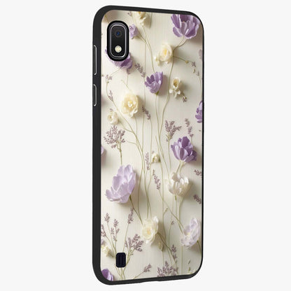 Lilac Breeze Harmony Glass Case upright view showcasing delicate lilac artwork with peaceful floral theme.