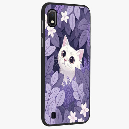 Lilac Hide Peek Cat Glass Case upright view showcasing charming cat artwork with adorable peek theme.