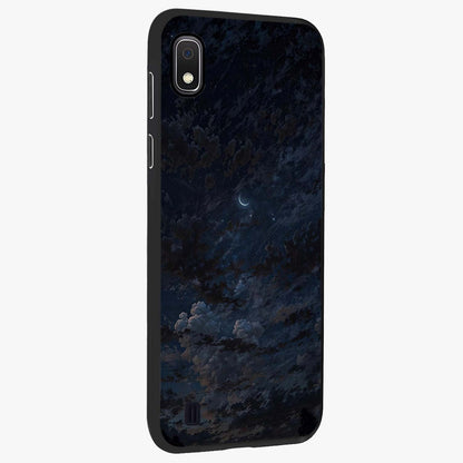Lunar Veil Silence Glass Case upright view showcasing calm moon themed artwork with serene night atmosphere.