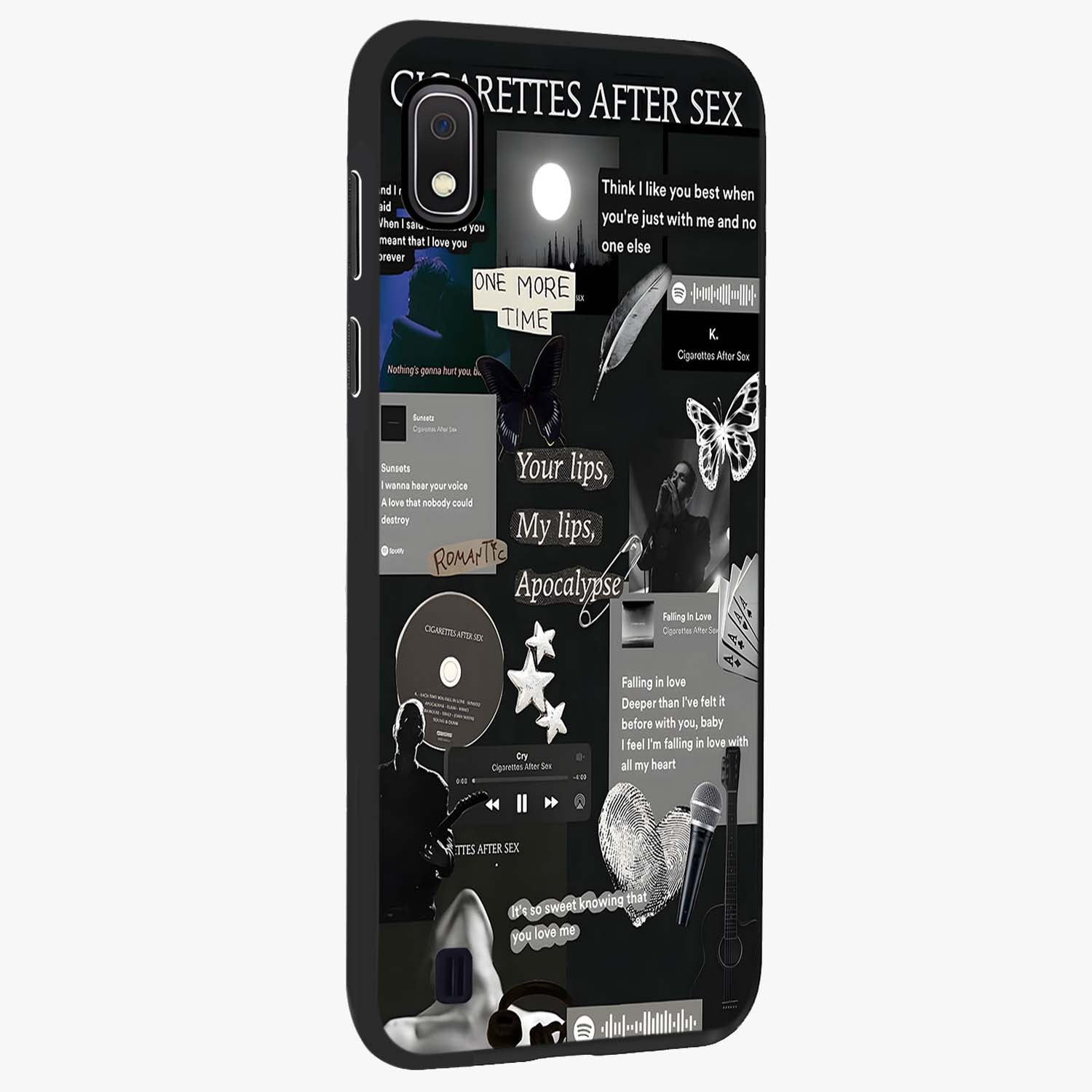 Midnight Love Echo Glass Case upright view showcasing expressive romantic artwork with dreamy midnight theme.