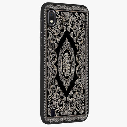 Noir Bloom Elegance Glass Case upright view showcasing graceful floral artwork with luxurious dark theme.