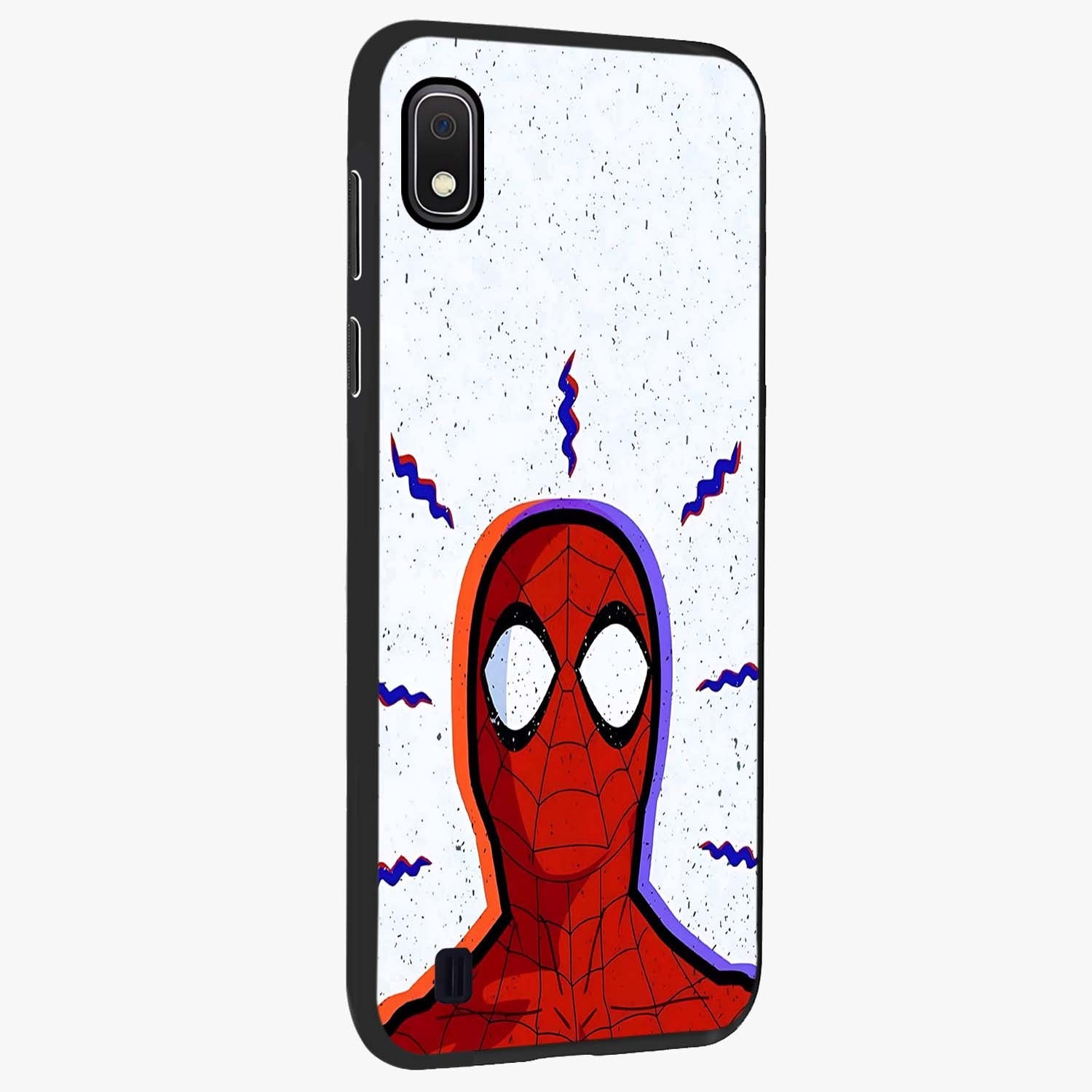 Omg Spiderman Glass Case upright view showcasing energetic superhero artwork with vibrant comic theme.
