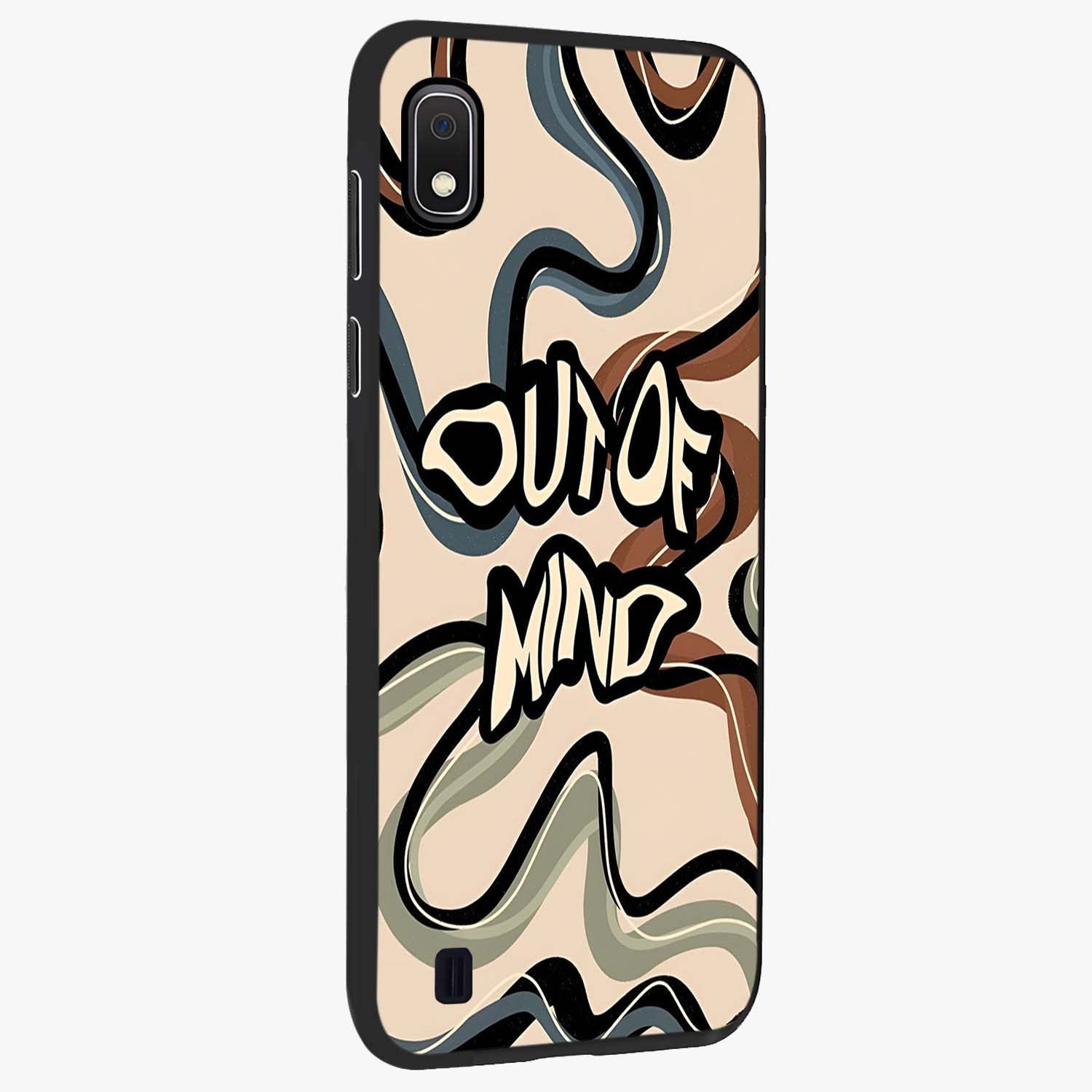 Out Of Mind Glass Case upright view showcasing striking typography artwork with edgy conceptual theme.