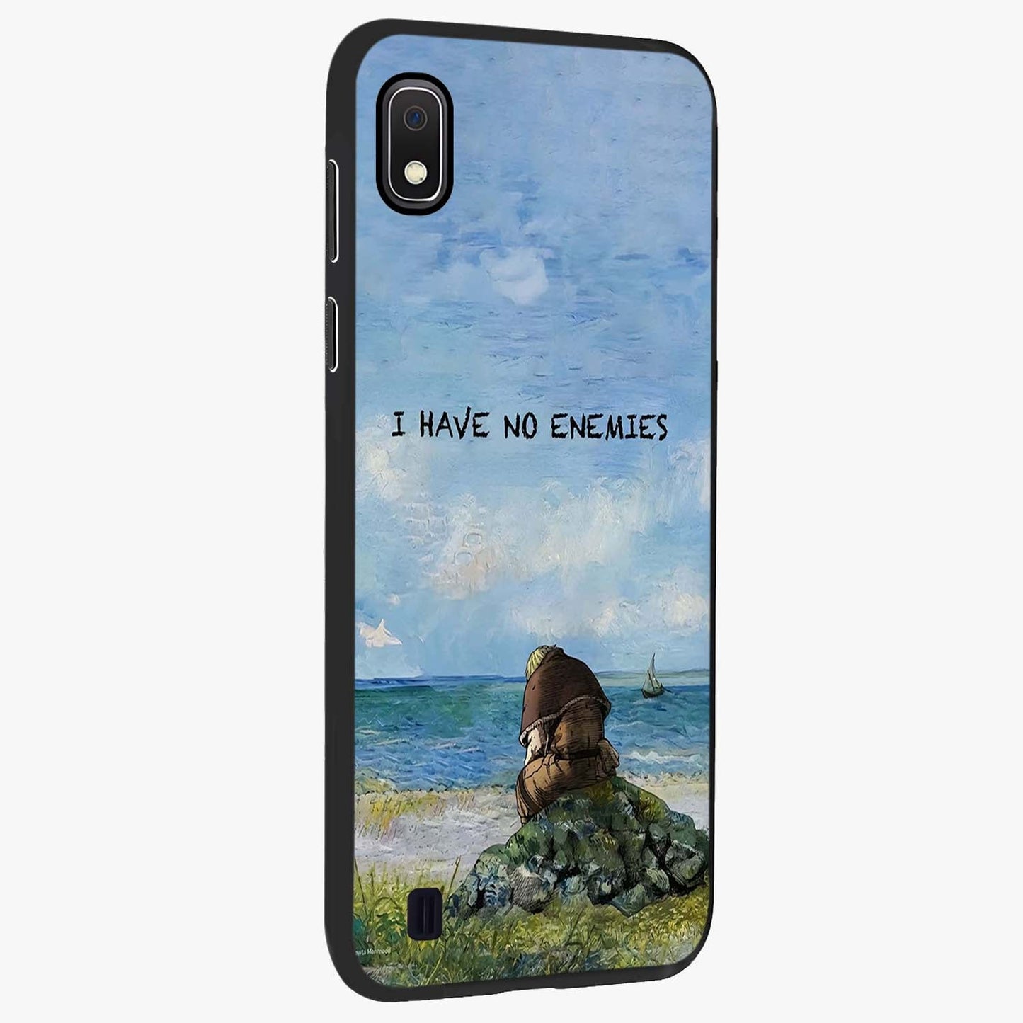 Peace Beyond War Glass Case upright view showcasing powerful peace symbol artwork with inspirational theme.