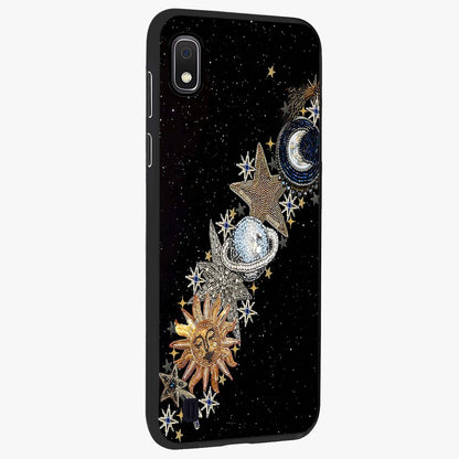 Pearls Universe Object Glass Case upright view showcasing decorative pearl themed artwork with cosmic elegance.