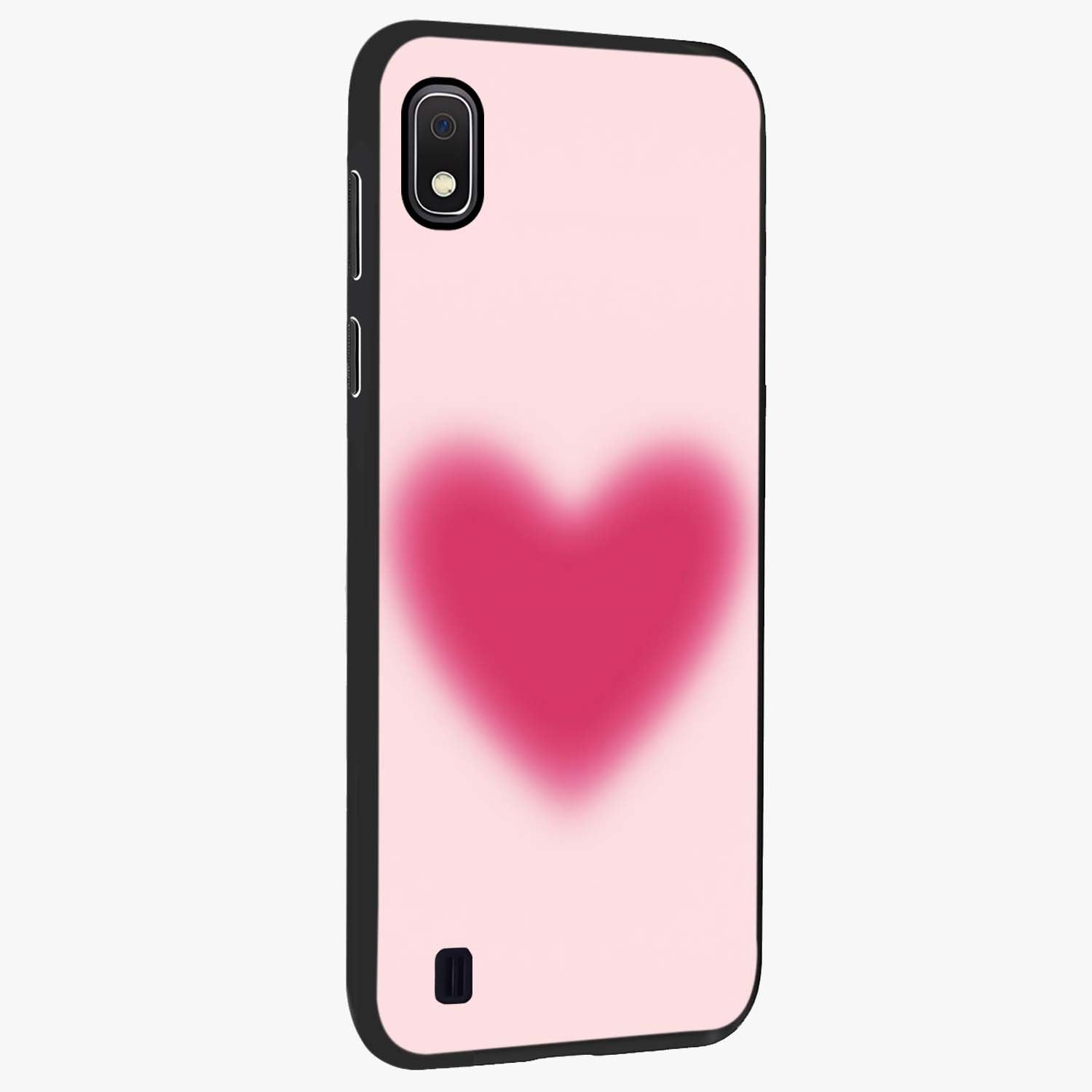 Pink Aura Heart Glass Case upright view showcasing romantic heart artwork with soft pastel theme.