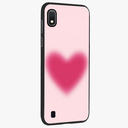 Pink Aura Heart Glass Case upright view showcasing romantic heart artwork with soft pastel theme.