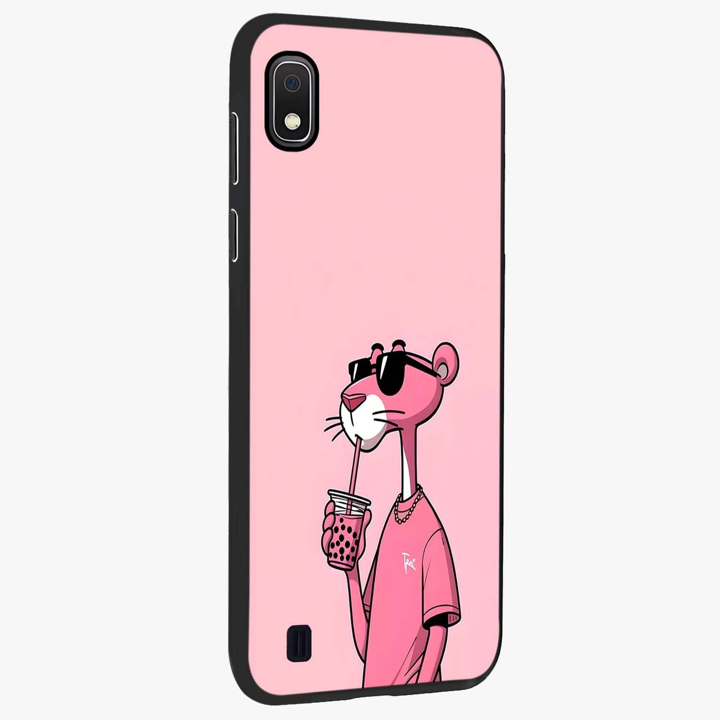 Pink Panther Glass Case upright view showcasing fun animated artwork with stylish retro cartoon theme.
