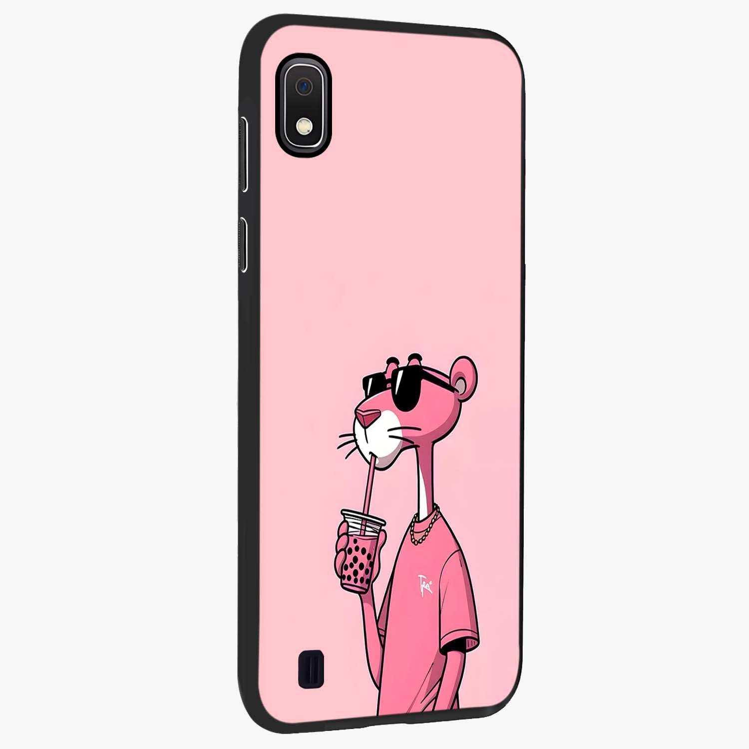 Pink Panther Glass Case upright view showcasing fun animated artwork with stylish retro cartoon theme.