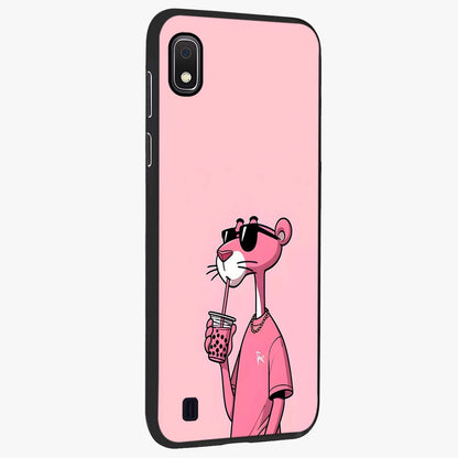 Pink Panther Glass Case upright view showcasing fun animated artwork with stylish retro cartoon theme.