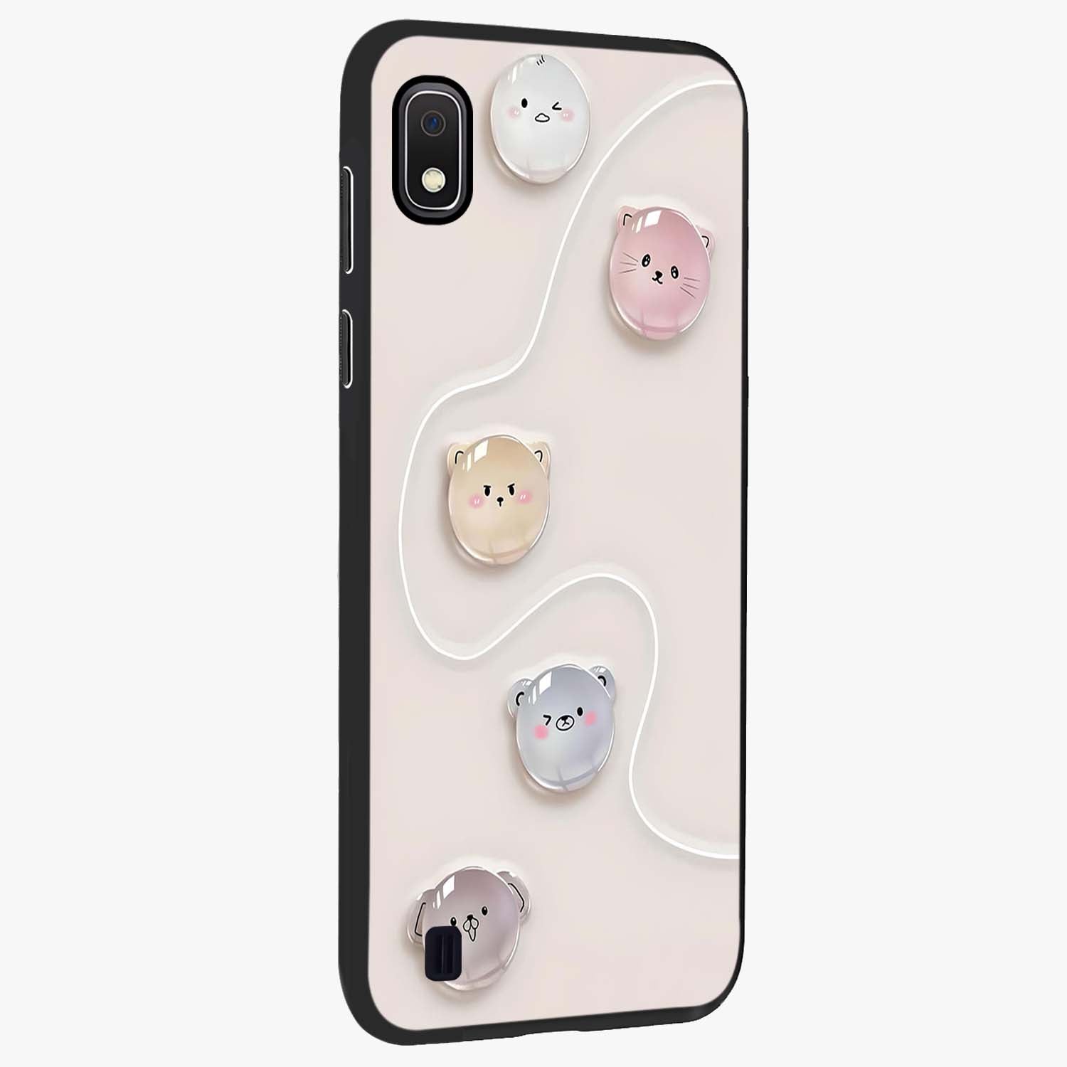 Puffy Face Parade Glass Case upright view showcasing adorable character artwork with cheerful animated theme.