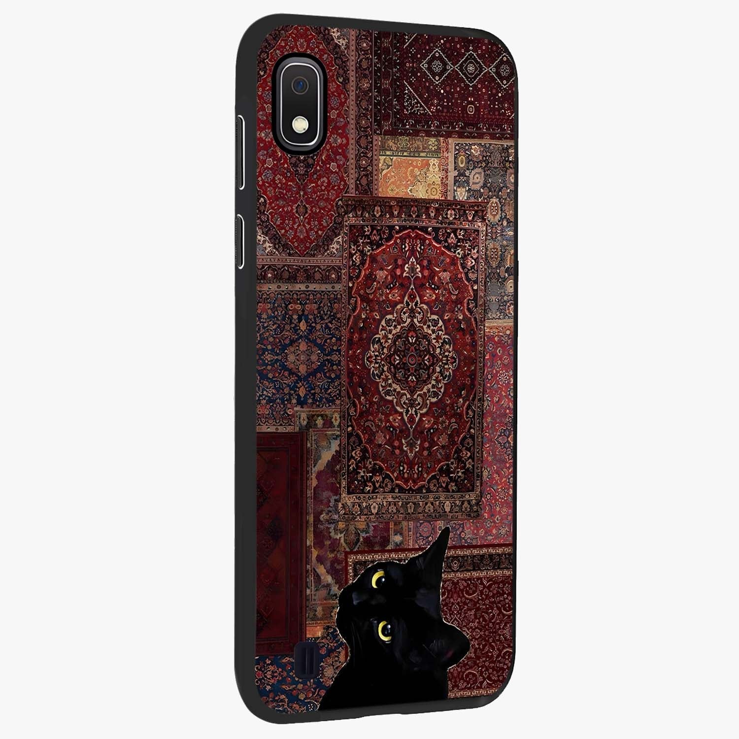 Regal Magic Cat Apple Glass Case upright view showcasing charming cat artwork with playful magical theme.