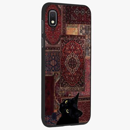Regal Magic Cat Apple Glass Case upright view showcasing charming cat artwork with playful magical theme.
