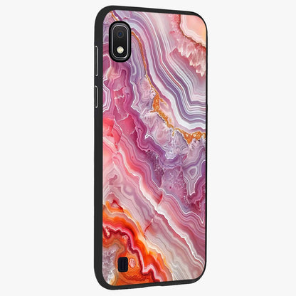 Rose Quartz Marble Glass Case upright view showcasing decorative marble artwork with luxurious pastel theme.