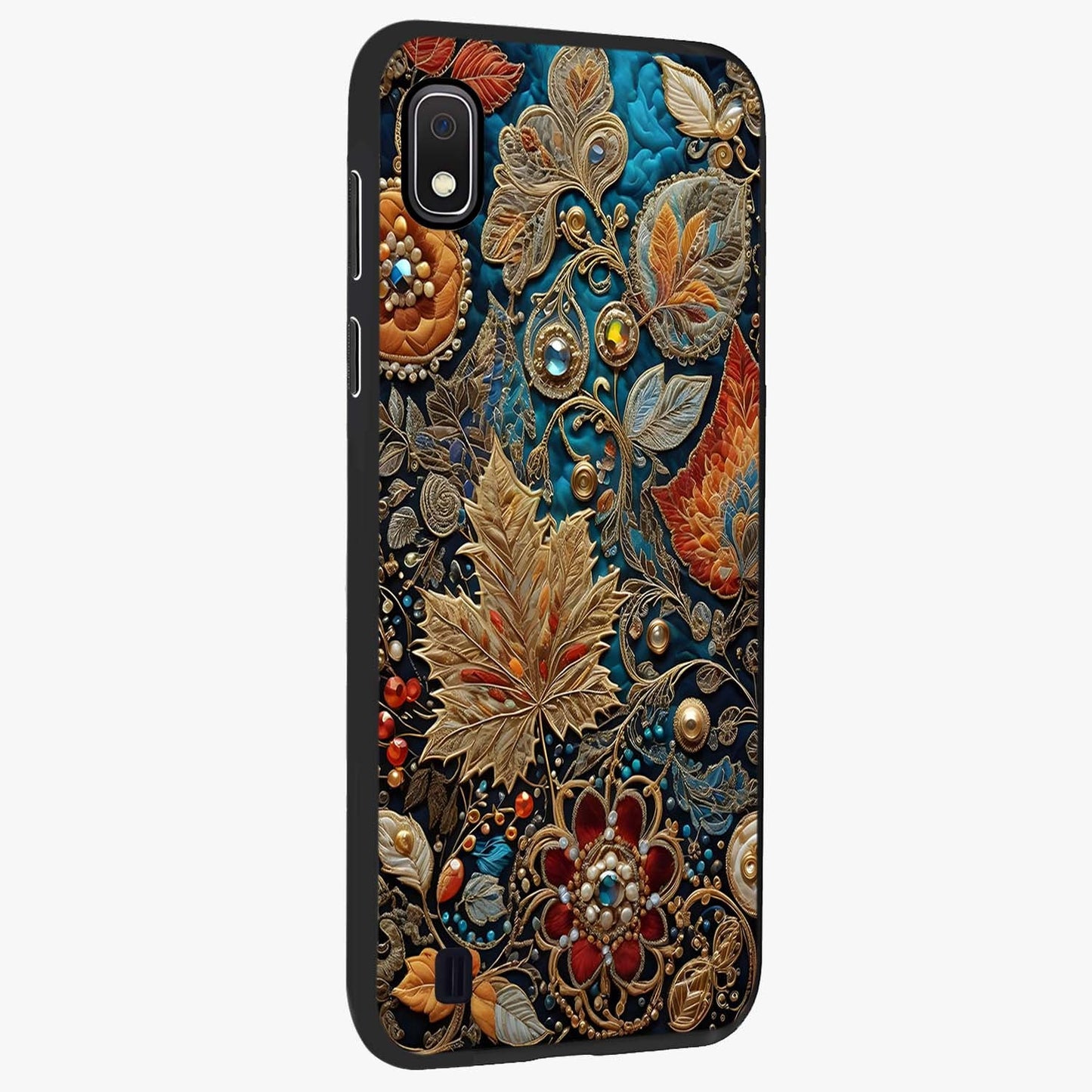 Royal Jewel Garden Glass Case upright view showcasing rich floral artwork with luxurious garden theme.