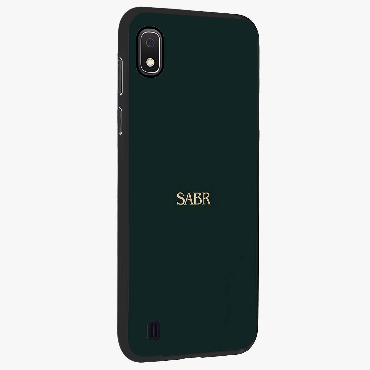 Sabr Minimal Patience Glass Case upright view showcasing calm minimalist artwork with motivational patience theme.