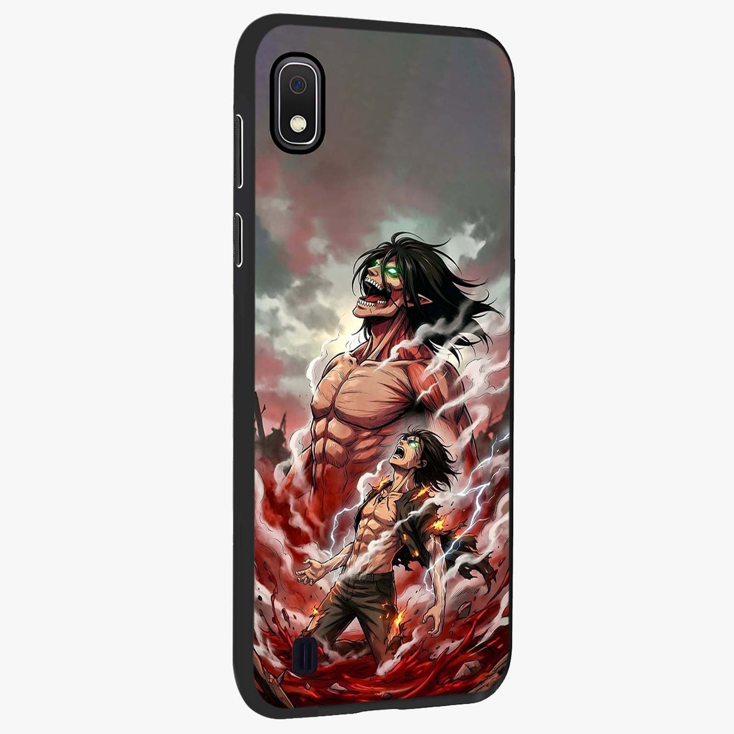 Titan Awakening Fury Glass Case upright view showcasing intense titan artwork with epic fantasy theme.