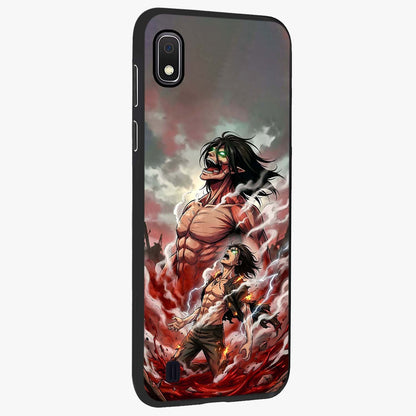 Titan Awakening Fury Glass Case upright view showcasing intense titan artwork with epic fantasy theme.