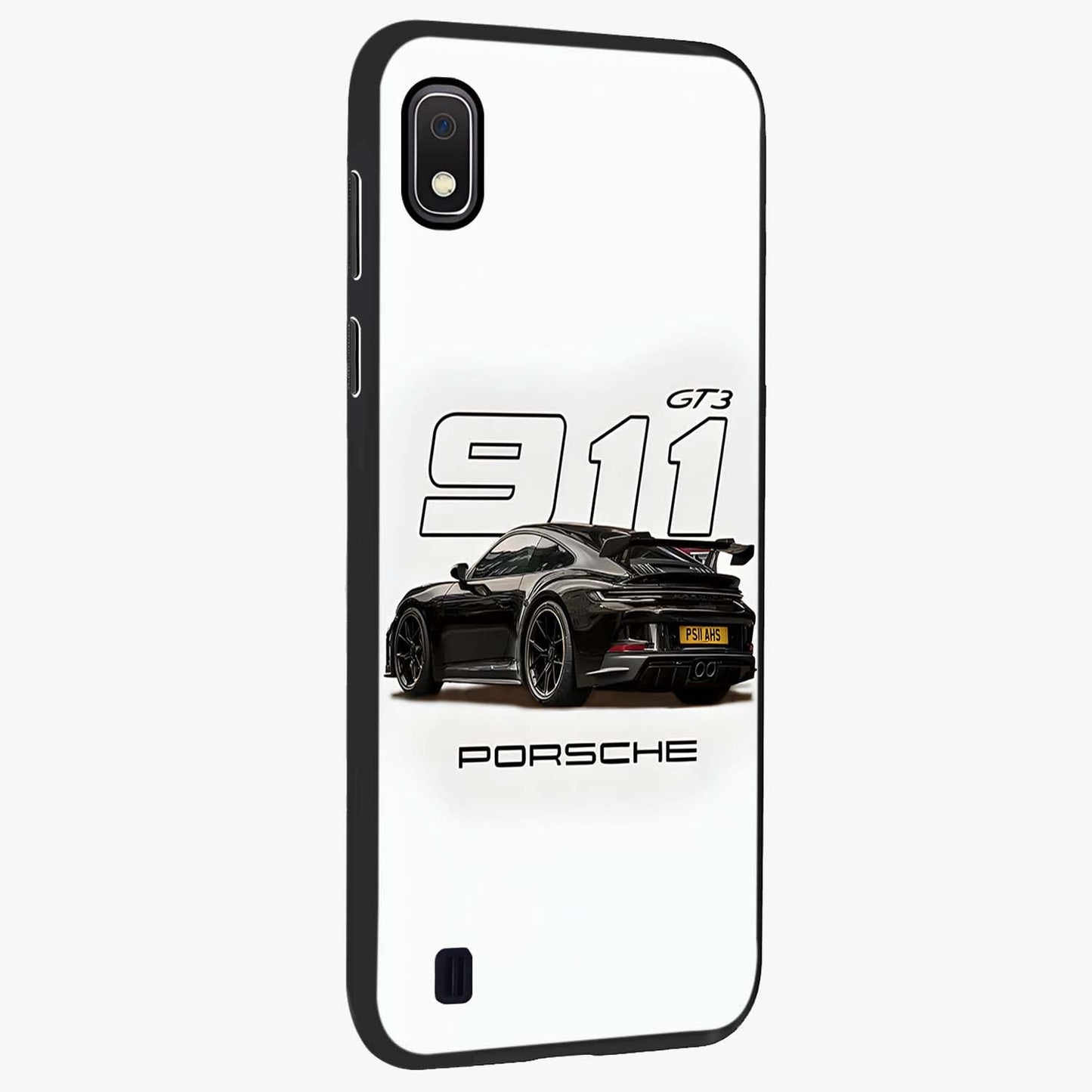 Turbo Legacy Icon Glass Case upright view showcasing bold racing inspired artwork with classic car theme.