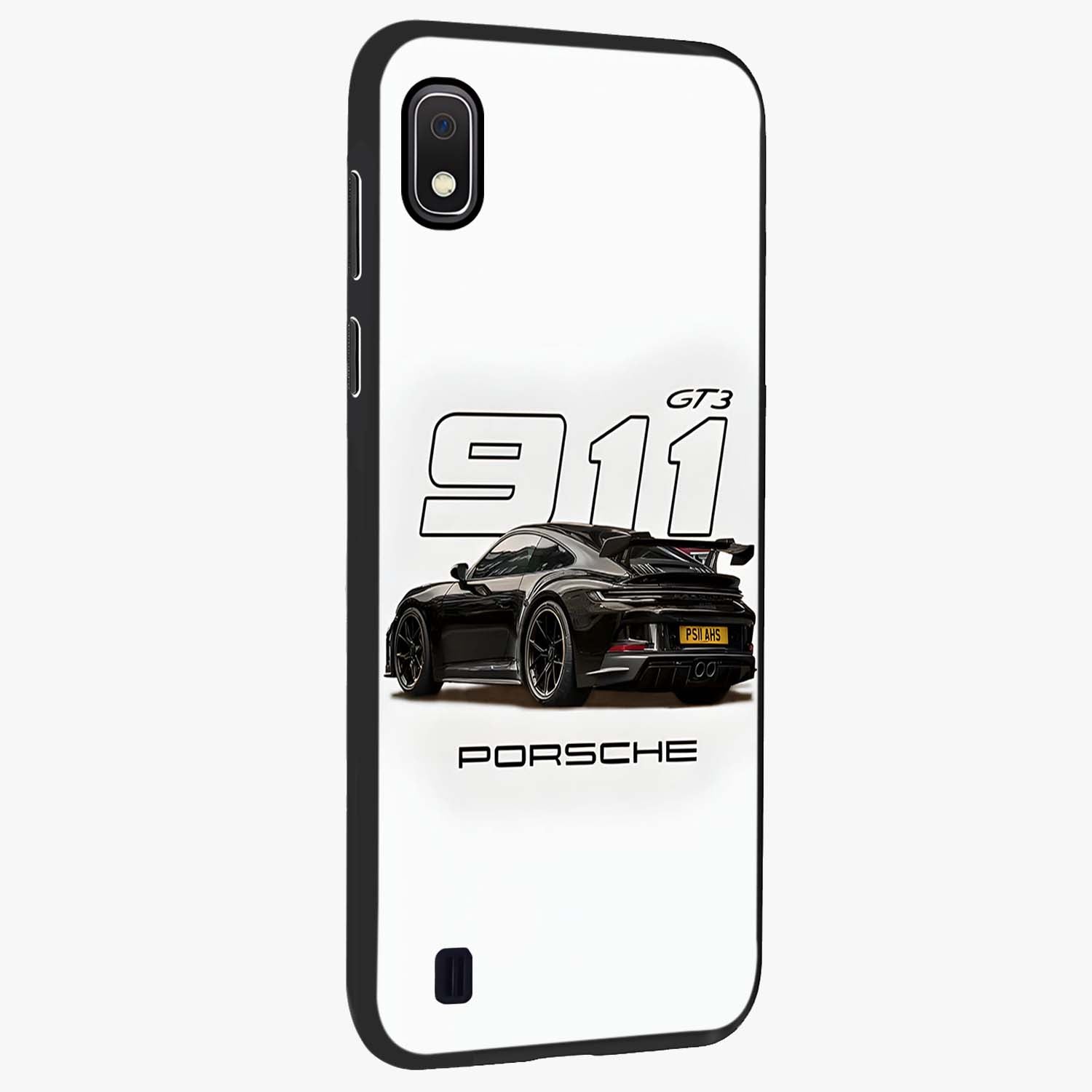 Turbo Legacy Icon Glass Case upright view showcasing bold racing inspired artwork with classic car theme.