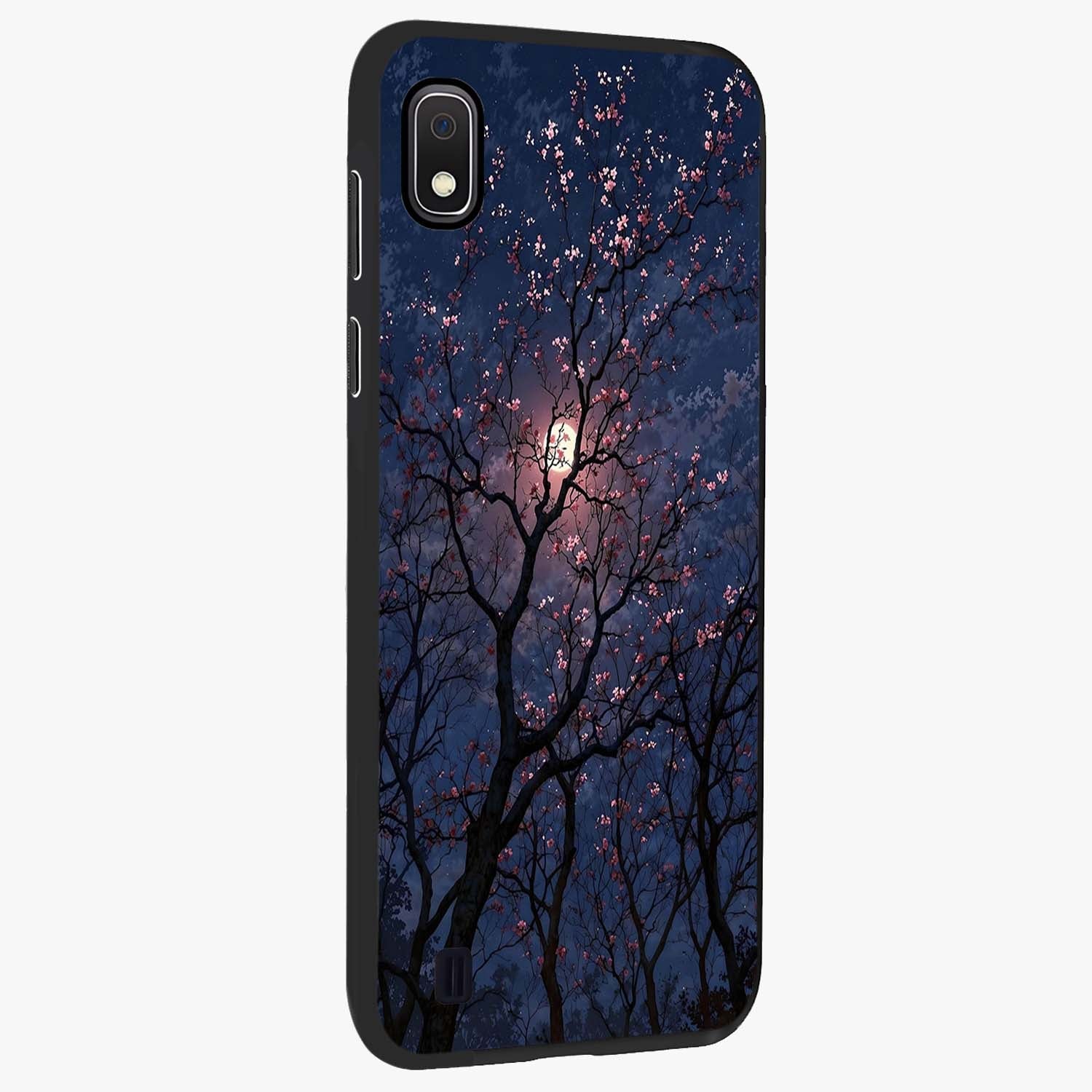 Twilight Sakura Serenade Glass Case upright view showcasing beautiful cherry blossom artwork with serene evening theme.