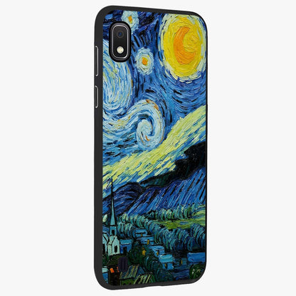 Van Gogh Art Glass Case upright view showcasing expressive painting style artwork with timeless artistic theme.