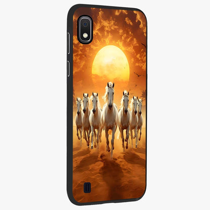 Wild Sunset Majesty Glass Case upright view showcasing dramatic sunset artwork with bold nature theme.