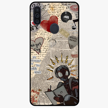 City Dream Sketch Glass Case showing flat back view with artistic city skyline sketch artwork and glossy glass finish.
