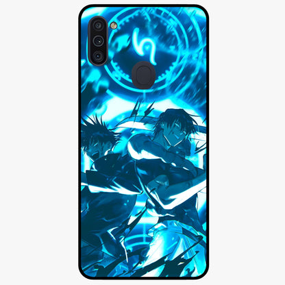 Cursed Energy Clash Glass Case showing flat back view with intense cursed energy artwork and glossy glass finish.