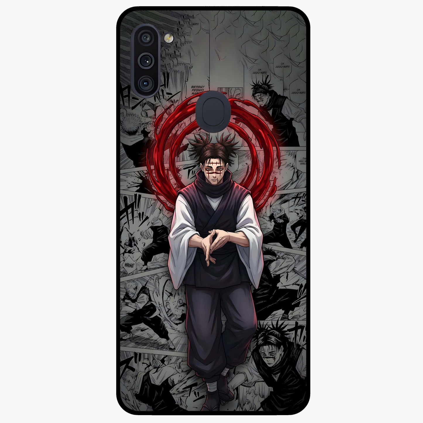 Cursed Ritual Ascension Glass Case showing flat back view with dark ritual themed artwork and glossy glass finish.
