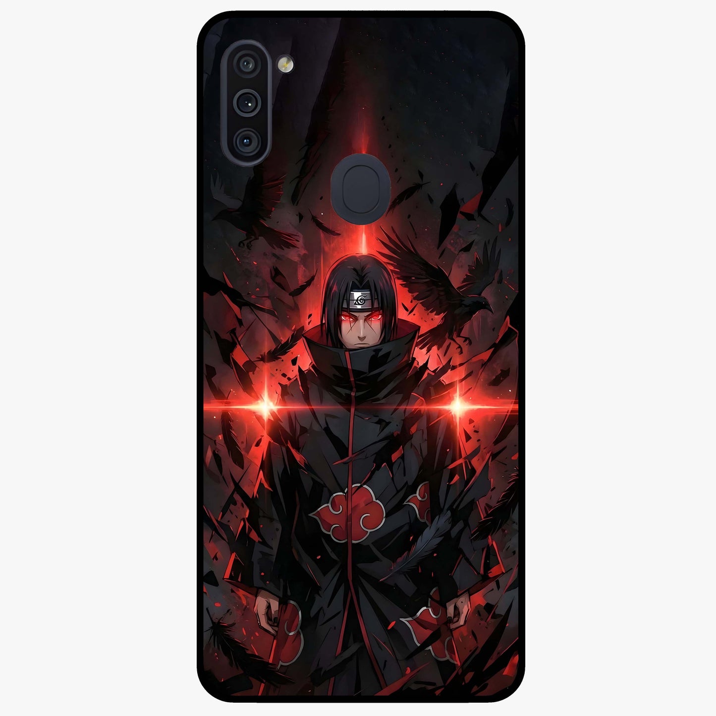 Focus Mode On Glass Case showing flat back view with bold motivational typography design and glossy glass finish.