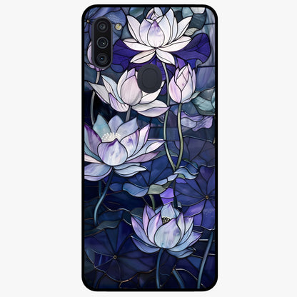 Gloss Petal Rush Glass Case showing flat back view with glossy flower petal artwork and smooth glass finish.