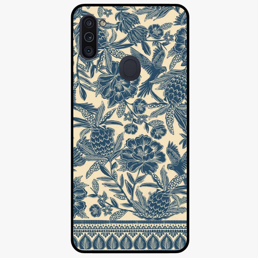 Heirloom Wild Bloom Glass Case showing flat back view with vintage inspired wild flower artwork and glossy glass finish.
