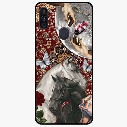 Moonlit Royal Stallion Glass Case showing flat back view with majestic horse under moonlight artwork and glossy glass finish.