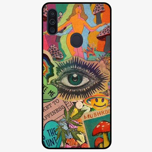 Mystic Eye Wonderland Glass Case showing flat back view with mystical eye themed artwork and glossy glass finish.