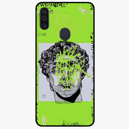 Neo Graffiti Rebellion Glass Case showing flat back view with vibrant graffiti artwork and glossy glass finish.
