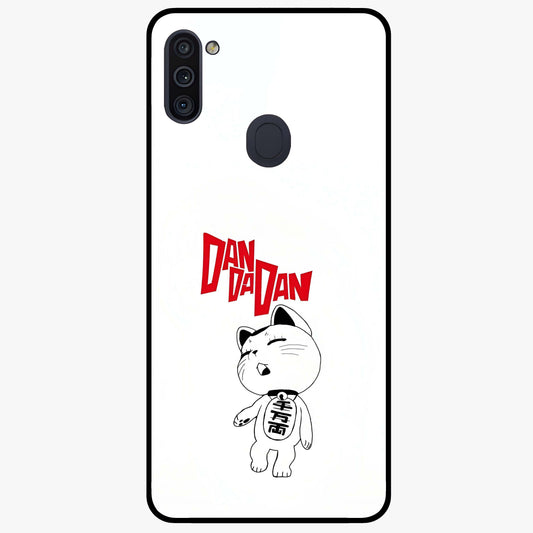 Playful Spirit Charm Glass Case showing flat back view with cheerful charm themed artwork and glossy glass finish.