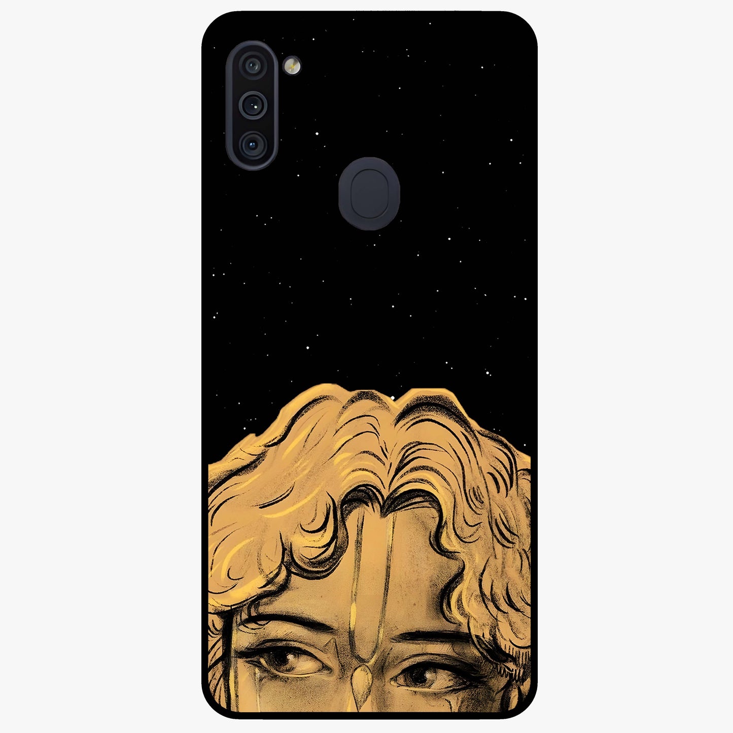 Shri Krishna Art Glass Case showing flat back view with devotional Krishna artwork and glossy glass finish.