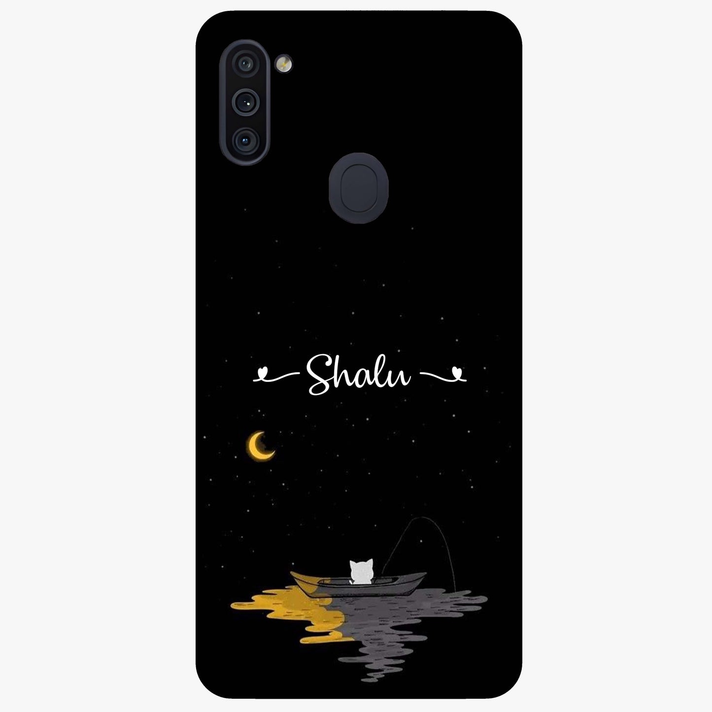 Silent Night Row Glass Case showing flat back view with calm night themed artwork and glossy glass finish.
