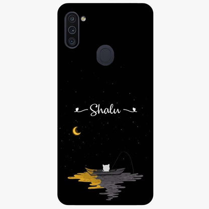 Silent Night Row Glass Case showing flat back view with calm night themed artwork and glossy glass finish.