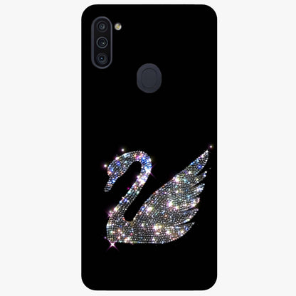 Starlit Swan Grace Glass Case showing flat back view with graceful swan artwork under starry sky and glossy glass finish.