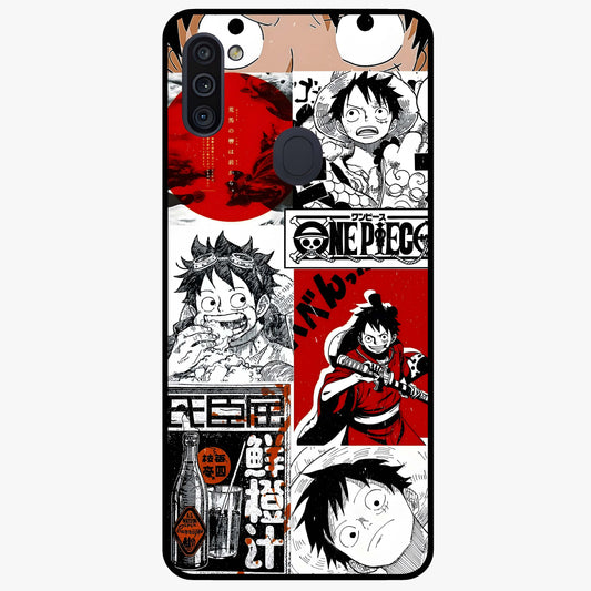 Strawhat Chaos Panels Glass Case showing flat back view with anime inspired chaos panel artwork and glossy glass finish.