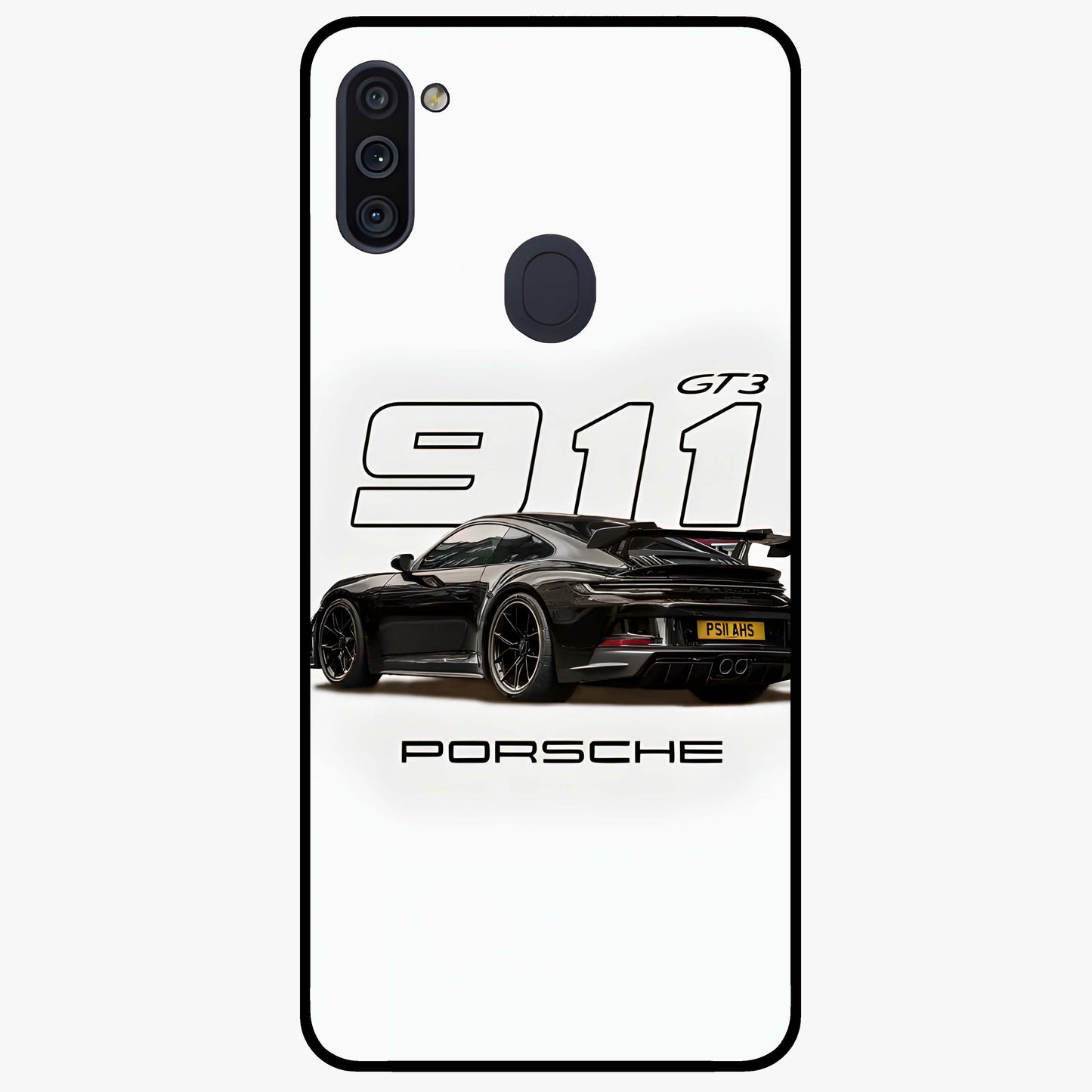 Turbo Legacy Icon Glass Case showing flat back view with iconic sports car inspired artwork and glossy glass finish.