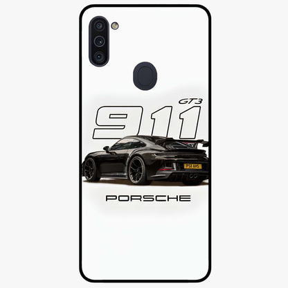 Turbo Legacy Icon Glass Case showing flat back view with iconic sports car inspired artwork and glossy glass finish.