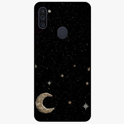 Twinkle Star With Half Moon Glass Case showing flat back view with star and half moon artwork and glossy glass finish.