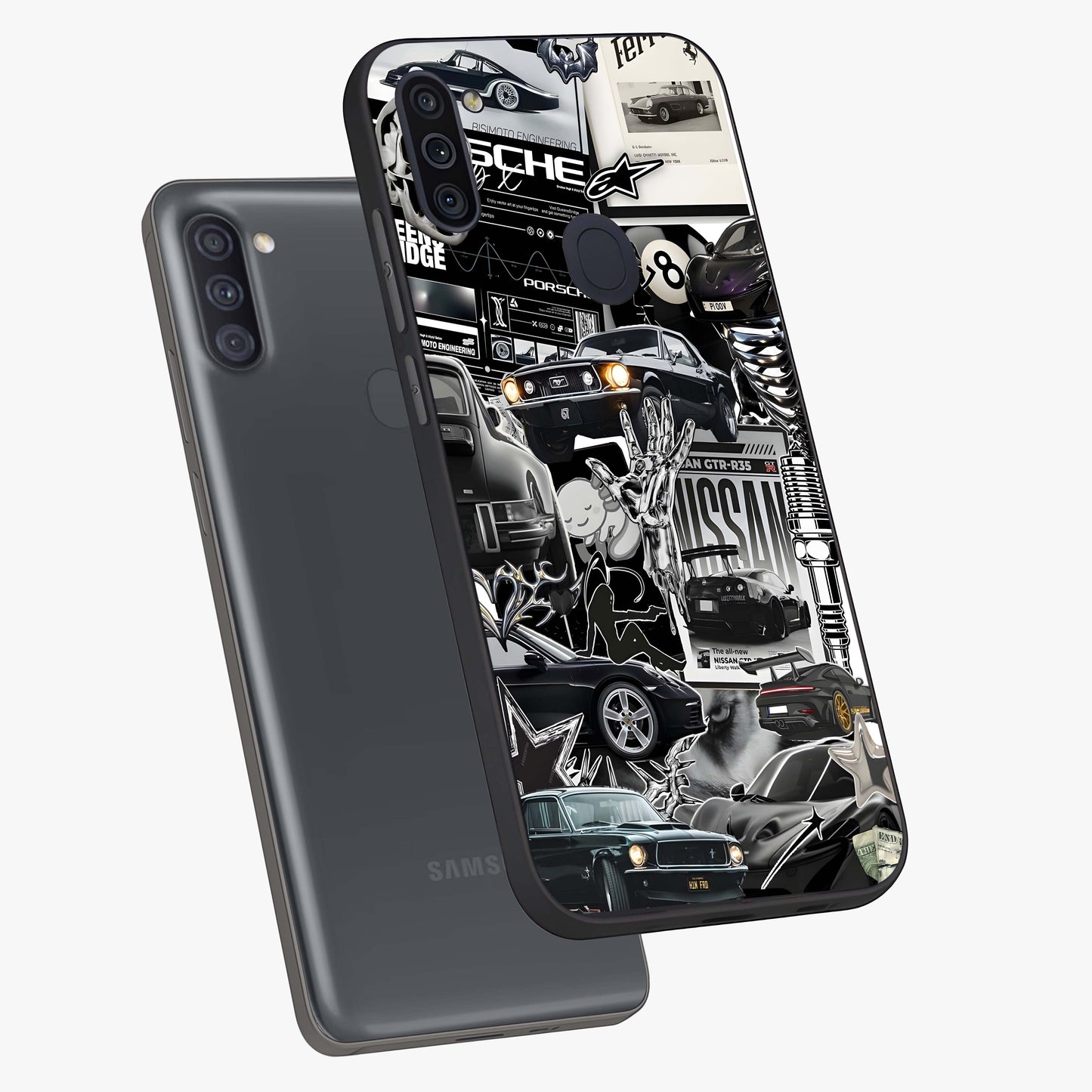 Aesthetic Dark Love Glass Case displayed in angled mockup highlighting moody aesthetic design and bold love theme.