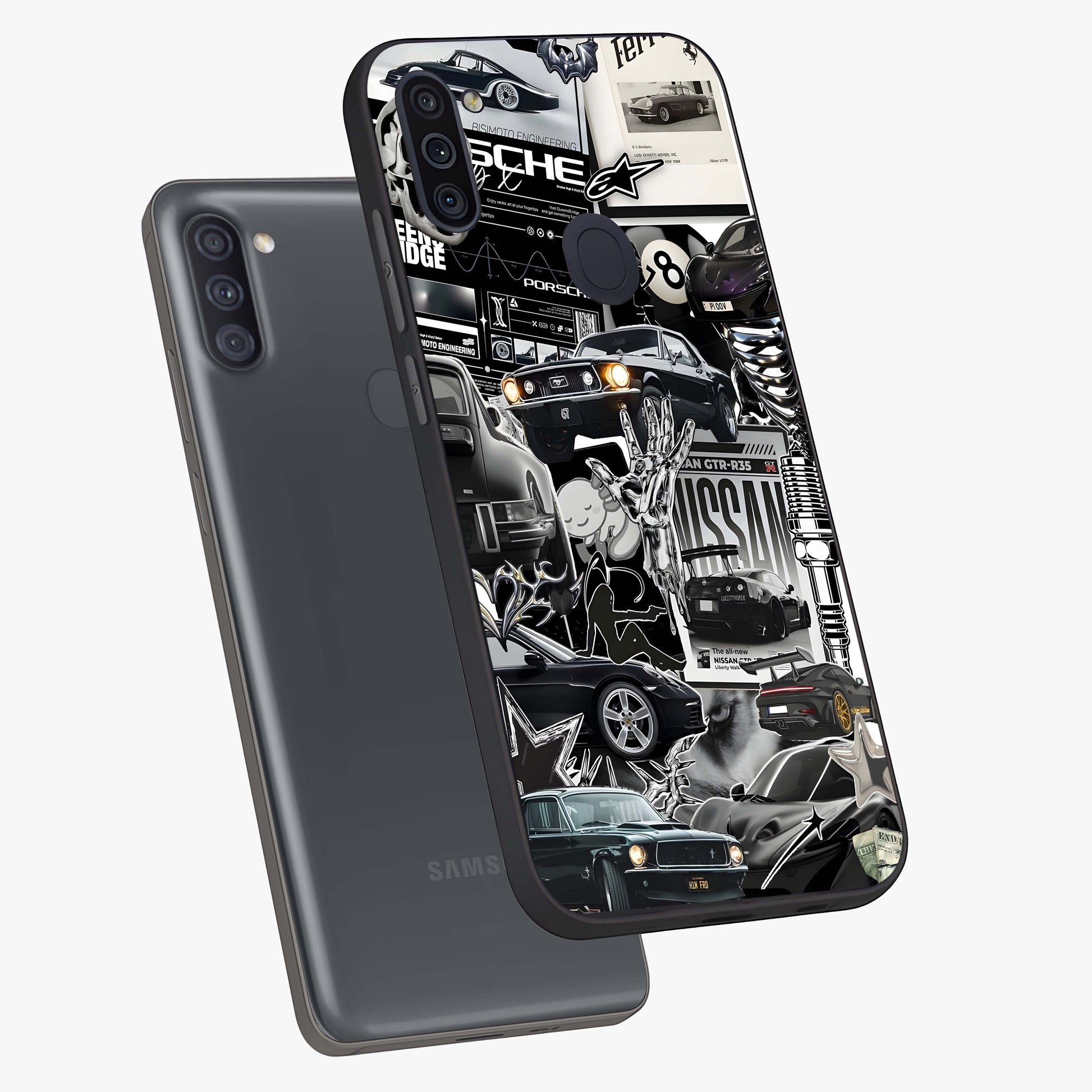 Aesthetic Dark Love Glass Case displayed in angled mockup highlighting moody aesthetic design and bold love theme.